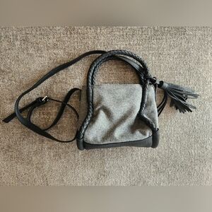 Stylish Gray Handbag with Braided Handles
